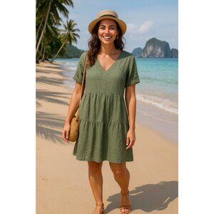 NWTs Briggs Linen Blend Dress Spring Summer Cottagecore Natural Fibers Minimal